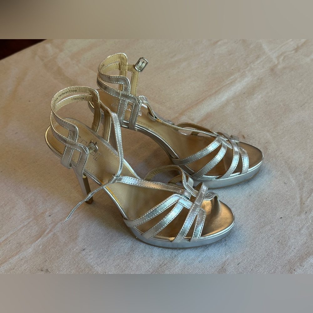 Silver Brash Strappy Stiletto High Heels